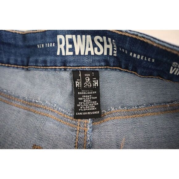 REWASH BRAND Women Sz 9/29 Blue Distressed Super High Rise Button-Fly Mom Shorts - Picture 4 of 6
